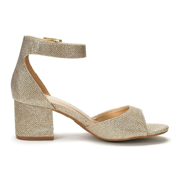 DREAM PAIRS Women's Fashion Dress Low Heel CHUNKLE GOLD/GLITTER Size 10 NIB - Picture 7 of 13